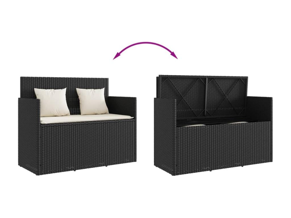 Banc de jardin avec coussins noir résine tressée SHUS78623