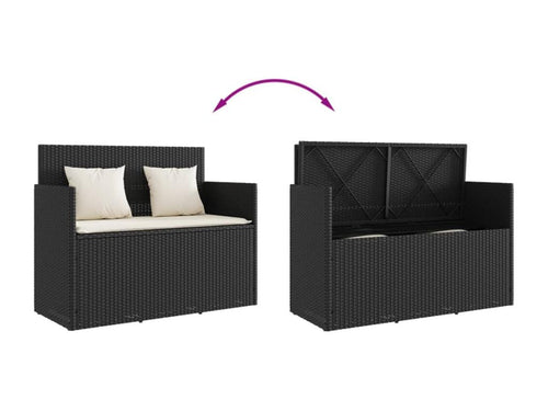 Banc de jardin avec coussins noir résine tressée SHUS78623