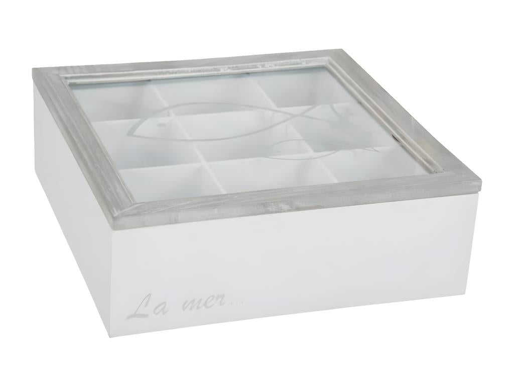 Boite rectangulaire en bois Déco Poisson BZKP49315