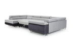 Canapé convertible U gauche tissu gris chiné et simili noir avec coffre de rangement Artigeo 340cm ULUM18260