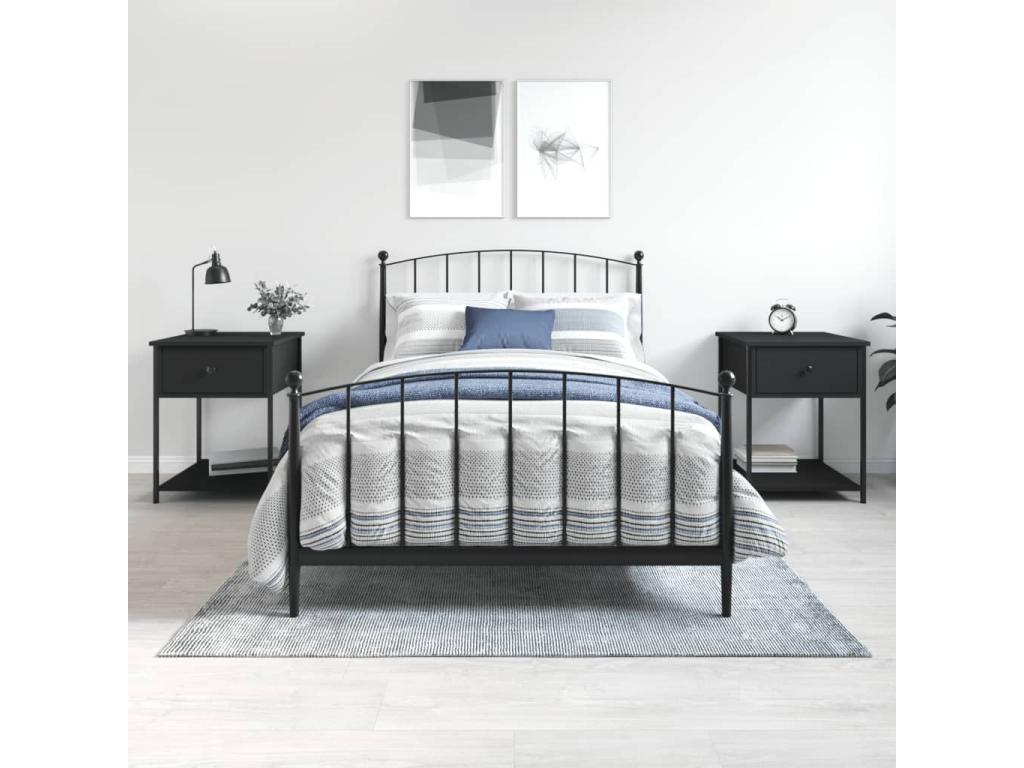 Tables de chevet 2 pcs noir 44x45x58 cm bois d'ingénierie MELL61228