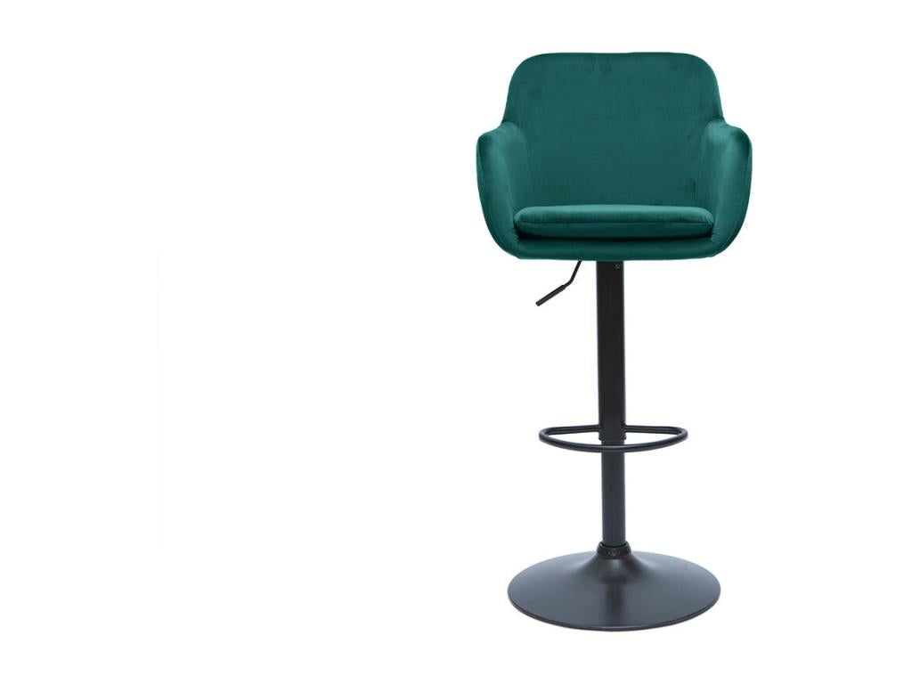Tabourets de bar réglables en tissu velours bleu pétrole et métal noir lot de 2 Chezlova XPQJ96146