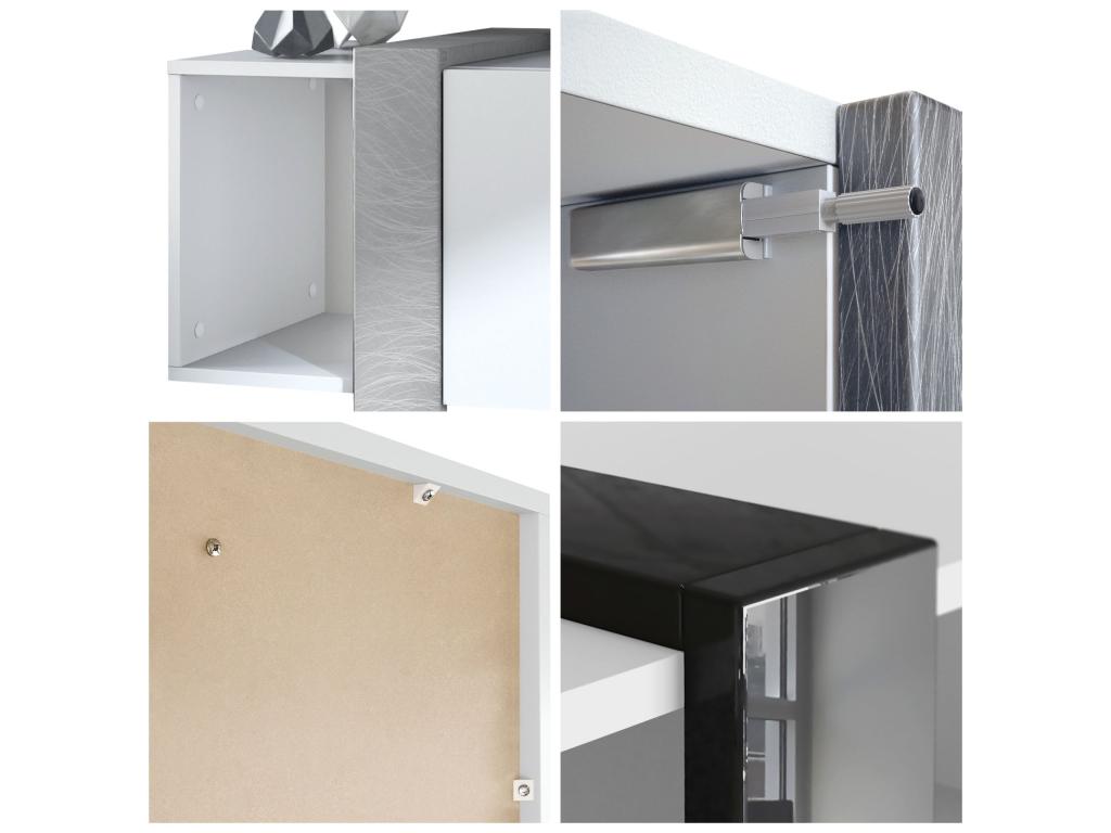 Meuble TV Blanc Mat Et Bordures Laquées lxhxp 149x45.5x34 Cm HKJQ12280