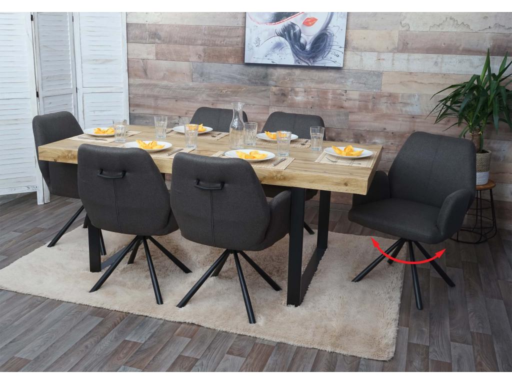 Chaise de salle à manger Artigeo-H71 lot de 6 pivotante gris-brun VPAR43812