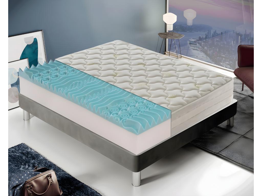 Matelas en mousse à mémoire de forme - 9 zones différentes - Haut 25 cm - Housse amovible en aloès 105x190 cm EZUD96783