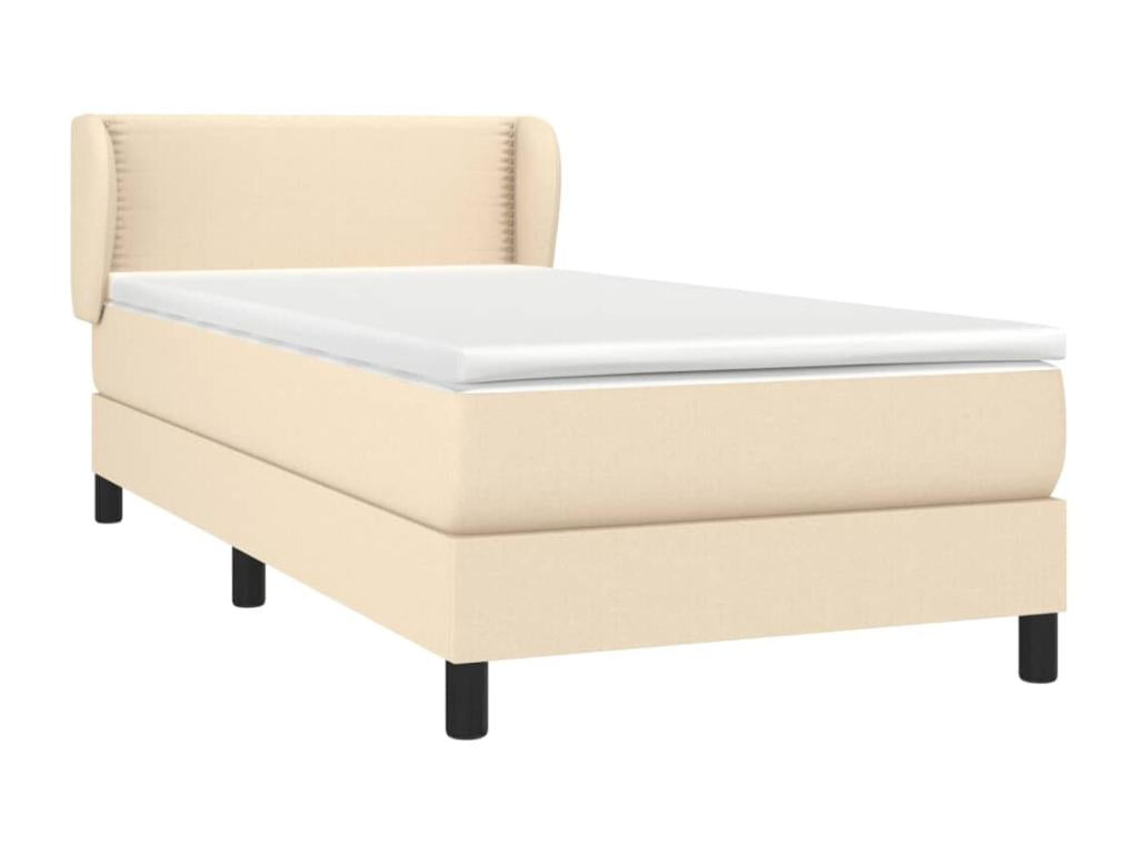 Lit à sommier tapissier avec matelas Crème 100x200 cm Tissu HUVR35468