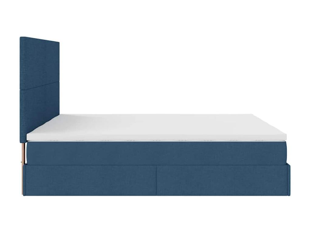 Cadre de lit ottoman avec matelas bleu 180x200 cm tissu KFSZ51771