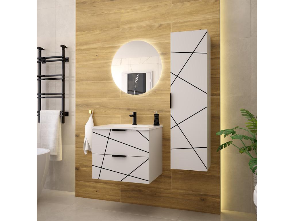 Ensemble meuble simple vasque encastrée 60cm et colonne Artigeo Blanc JORB79563