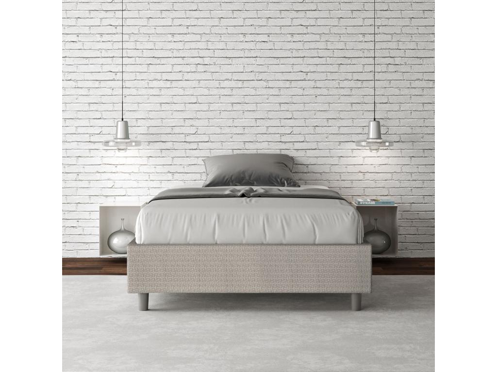 Cadre de lit 1 place et demi coffre rembourré 120x210 tissu Labirinto 1 blanc Chezlova PNLB95817