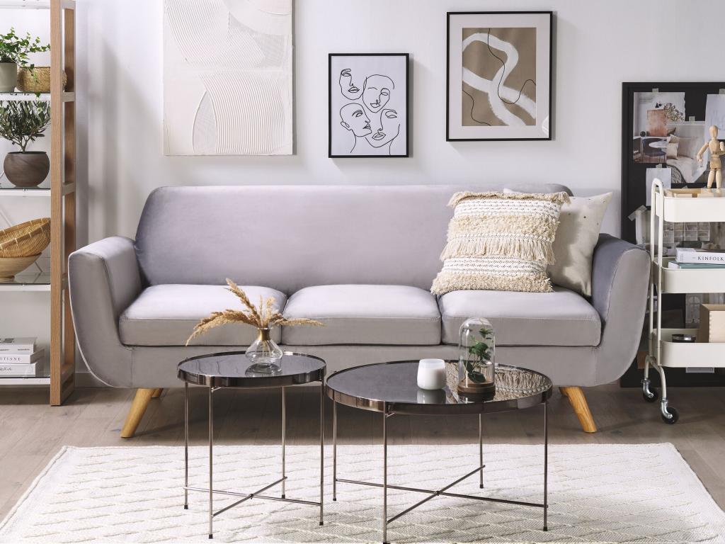 Housse de canapé 3 places Chezlova Velours Gris DWWG25794