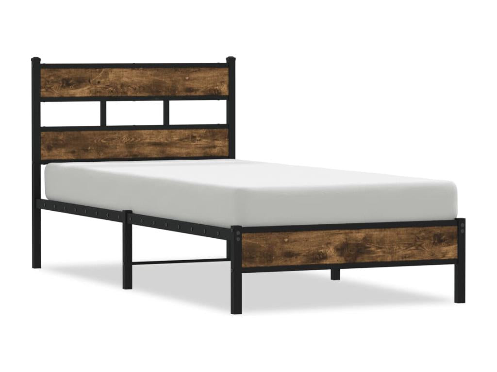Cadre de lit sans matelas avec tête de lit chêne fumé 90x190 cm FLAT03327