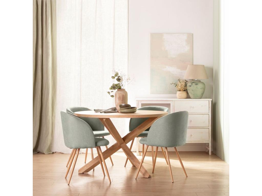 Chaise de salle à manger en tissu vert 54x82 cm-Chezlova BDRV04787