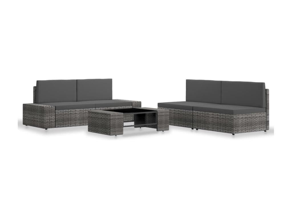 Salon de jardin 5 pcs Résine tressée Gris ZIAQ33916