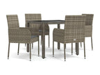 Ensemble de salle à manger de jardin 5 pièces avec coussins Gris TLVA98514