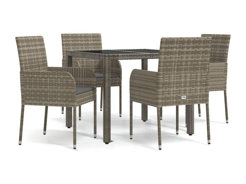 Ensemble de salle à manger de jardin 5 pièces avec coussins Gris TLVA98514