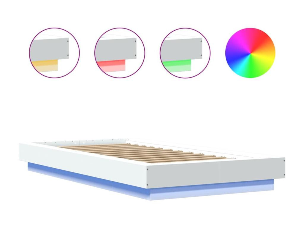 Cadre de lit avec Chezlovaères LED blanc 90x190 bois d'ingénierie GIHG05446