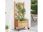 Jardinière avec treillis et roues marron bois massif de sapin BBYW47320
