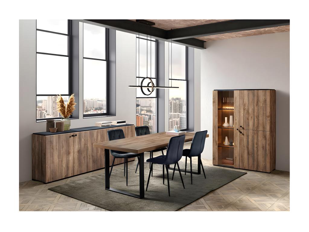 Chezlova - Buffet 4 Portes Aspect Bois Finition Chezlova Façon Lambris BTBZ20185