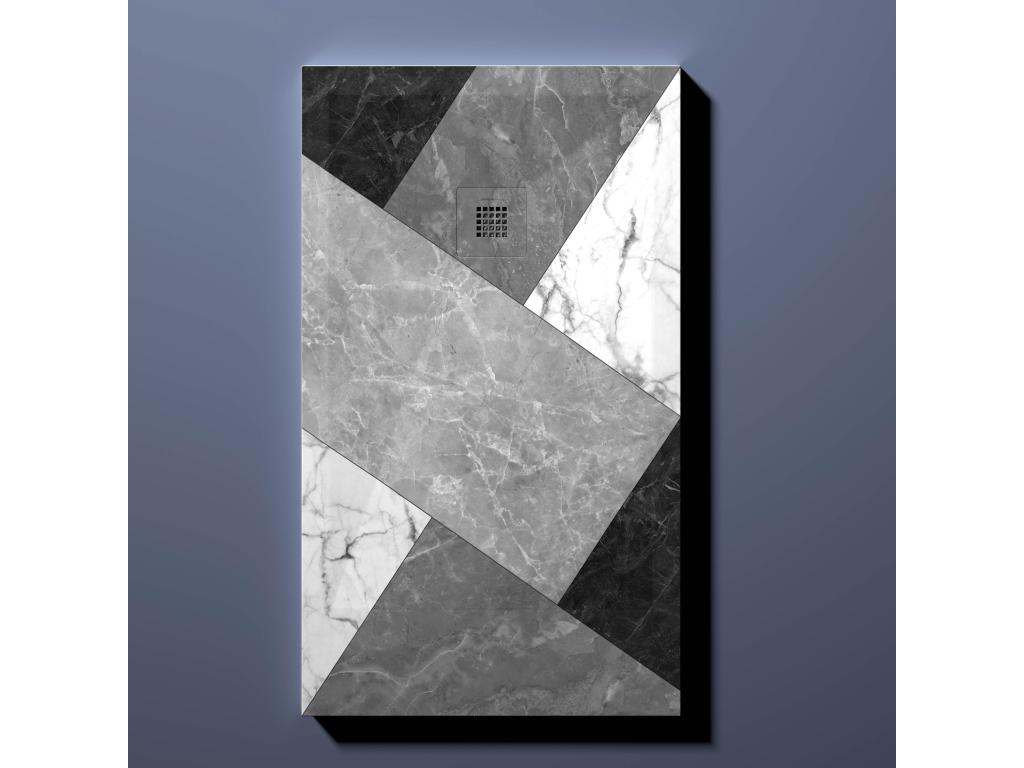 Receveur de douche 02 BN Mosaïque finition Lisse Artigeo 3D grille de couleur - 110x80 cm PTQL19656