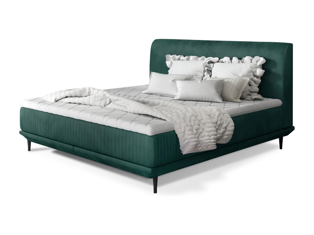 Lit boxspring 140x200 velours vert sommier et matelas inclus Chezlova WNYF01656