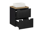 Meuble simple vasque 50cm 2 tiroirs Chezlova Noir et Bois ETLT14824