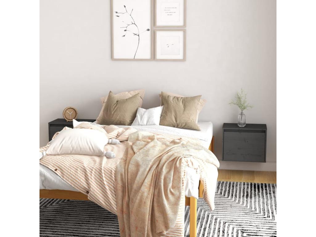 Armoires murales 2 pcs Gris 45x30x35 cm Bois de pin massif BDTD40840
