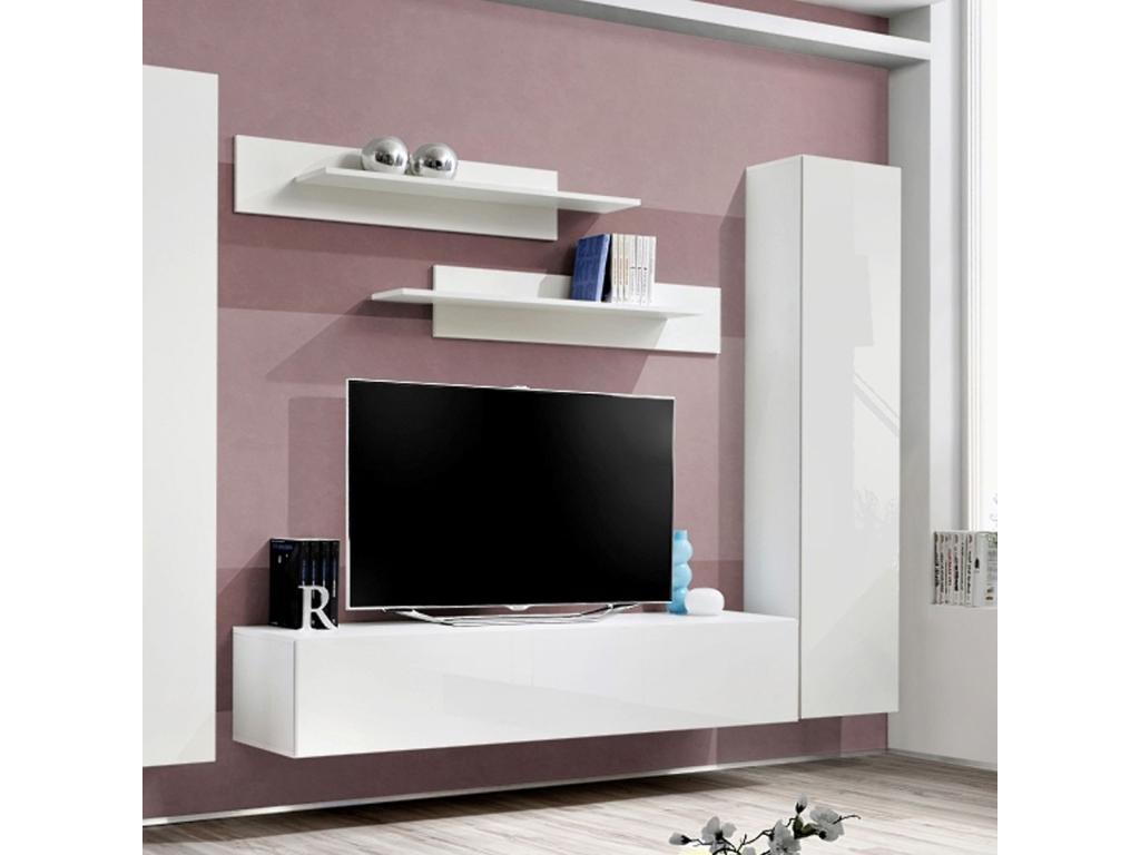 Meuble TV mural Design Fly I 310cm Blanc CRYB43981