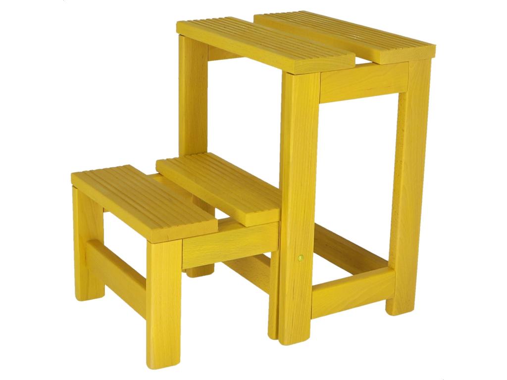 Tabouret échelle 2 marches en bois finition jaune 32x23x40 cm VLIU69504