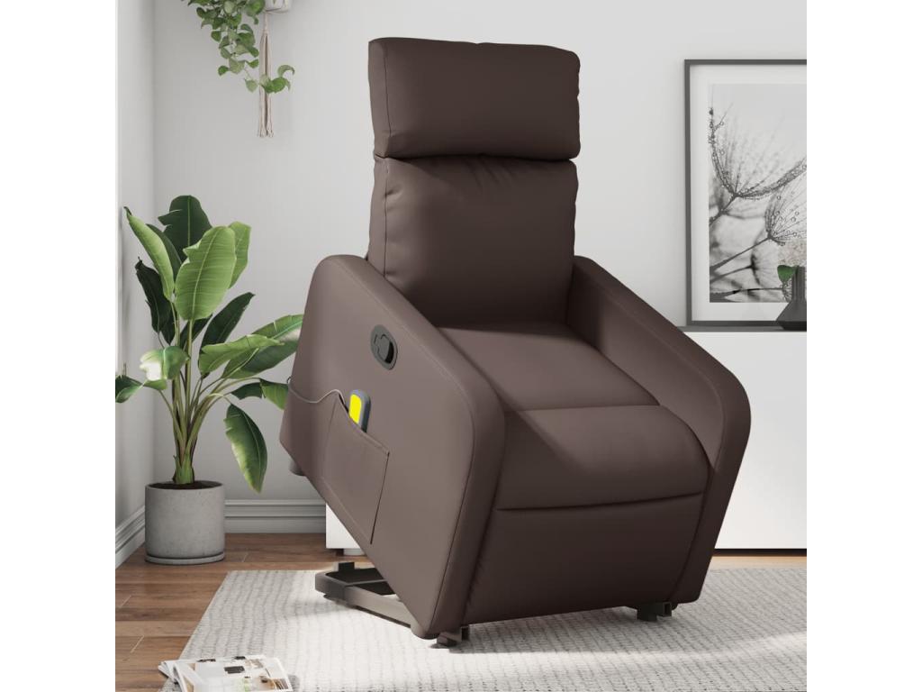 Fauteuil inclinable massant Marron Similicuir VXOJ53996