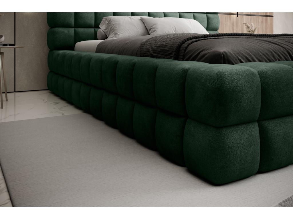 Lit coffre design avec capitonnage velours Chezlova-Couleur Vert épinard-160x200 DSMY76862