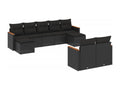 Salon de jardin 9 pièces avec coussins noir résine tressée JDHM81142