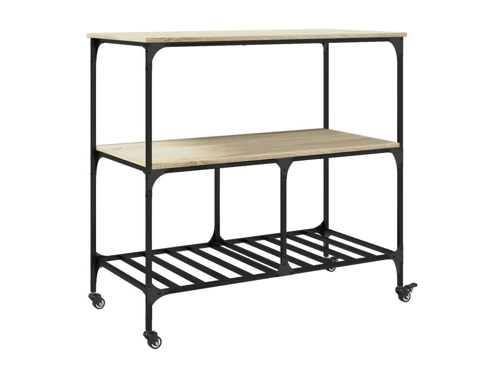 Chariot de cuisine chêne Artigeo 100x50x95 bois d'ingénierie BYOV48861