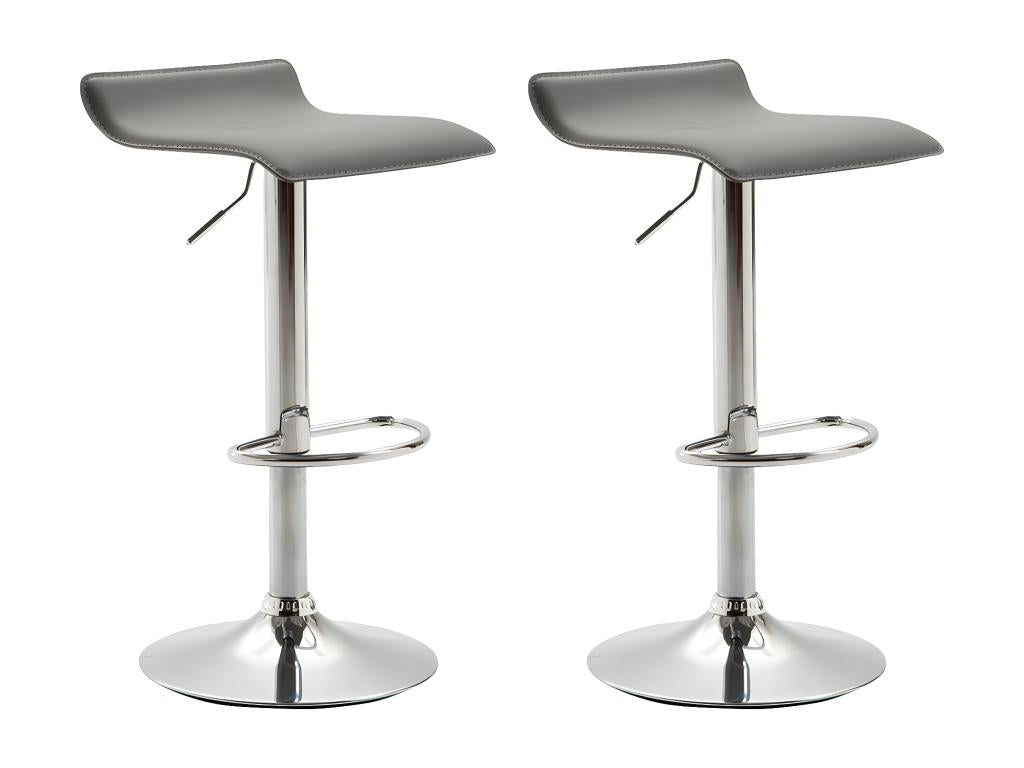 Lot de 2 Tabourets de bar - Similicuir / Métal - Gris - Dyn V2 YBXJ25827
