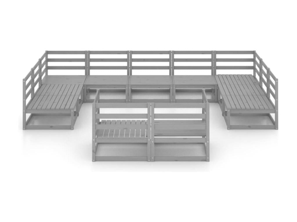 Salon de jardin 11 pcs bois de pin massif LMMC49690