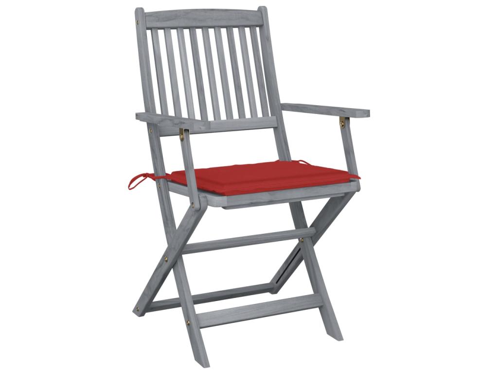 Chaises pliables d'extérieur 4 pcs avec coussins Bois d'Artigeo 3 TYQW60041