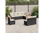 Salon de jardin 8 pcs avec coussins noir résine tressée GPVP72067