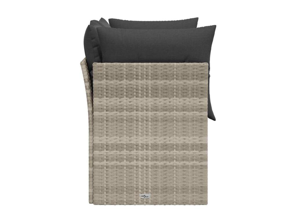 Canapé de jardin 2 places et coussins gris clair résine tressée QDAA56193