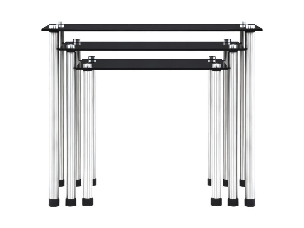 Tables gigognes 3 pcs Noir Verre trempé UDAO67515