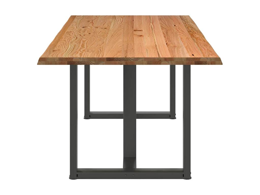 Table à manger marron clair bois de chêne massif rectangulaire DECQ09809