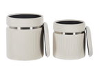 Lot de 2 poufs avec rangement CAMDENTON Set de 2 Velours 36/31 cm 36/31 cm Blanc cassé DSZD86447