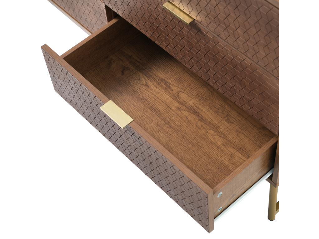 Commode avec 6 tiroirs anti-basculement 120x40x75 cm panneau de particules et métal noyer OHXS85944