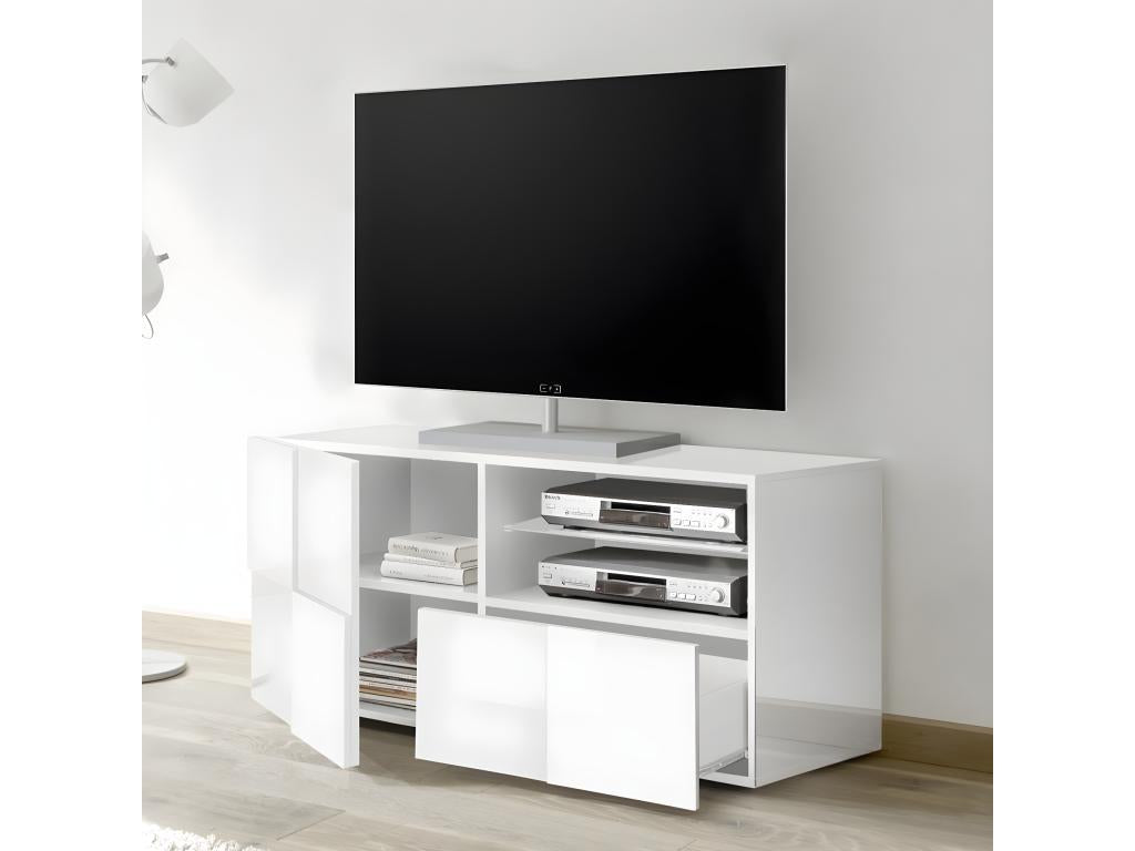 Meuble TV petit 1 porte et 1 tiroir L121 cm - Dama QGBQ42033