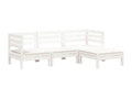 Canapé de jardin 3 places et repos-pied blanc bois pin massif JSQP51959
