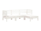 Canapé de jardin 3 places et repos-pied blanc bois pin massif JSQP51959