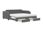 Lit de jour avec gigogne et tiroirs gris foncé 90x200 cm tissu ITZR44691