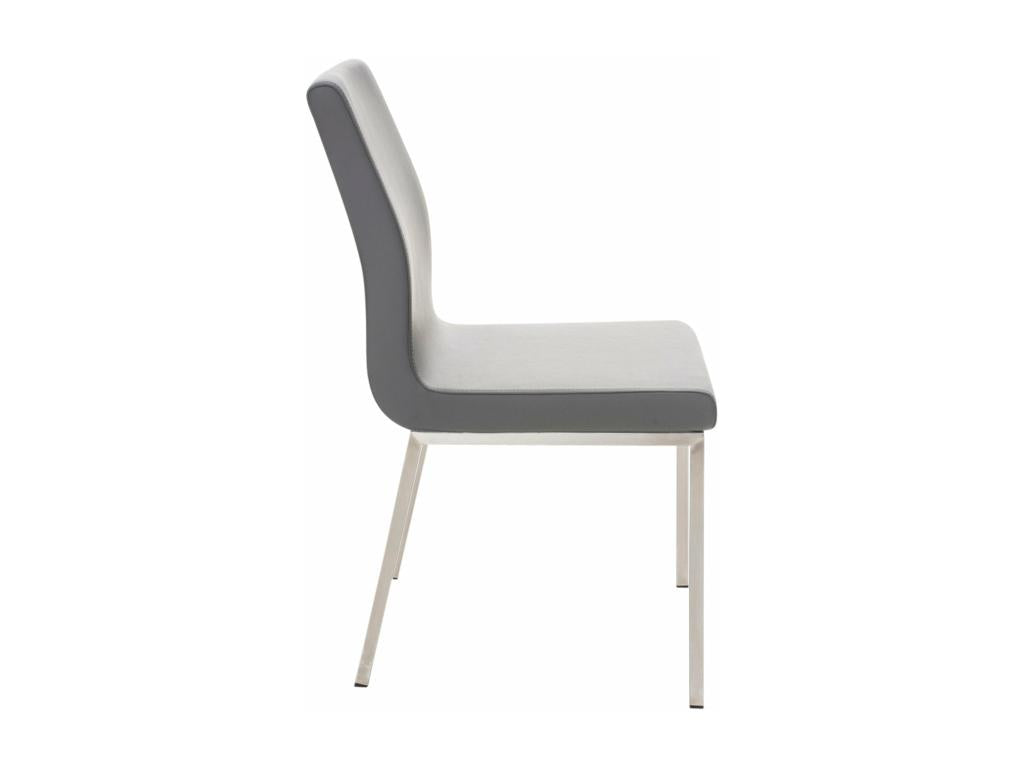 Lot de 2 chaises de salle à manger style épuré en PVC gris et acier inoxydable 10 0001610 BAEA47738