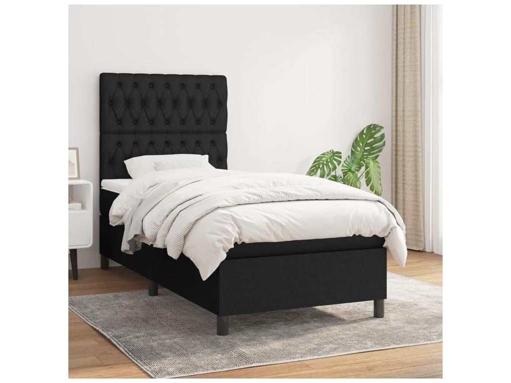 Sommier à Artigeo de lit avec matelas Noir 90x200 Tissu HNYG32092