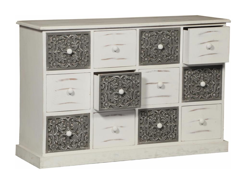 Commode Design 12 Tiroirs Chezlova 120cm Naturel BUAE15400