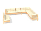 Salon de jardin 10 pcs avec coussins crème Bois de pin solide 2 FBAX92889