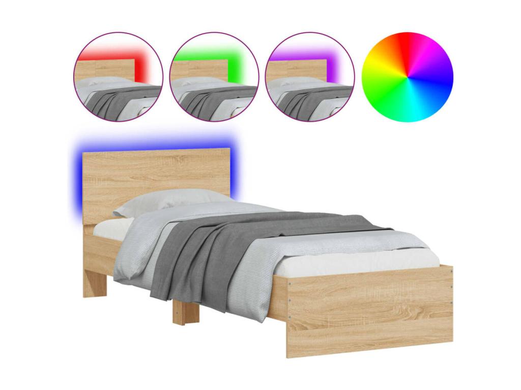 Cadre de lit sans matelas avec Chezlovaères LED 90x190 cm NNUG41358